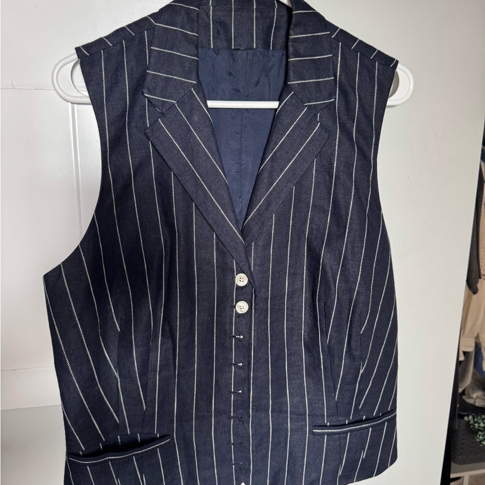 Navy Pinstripe Vest